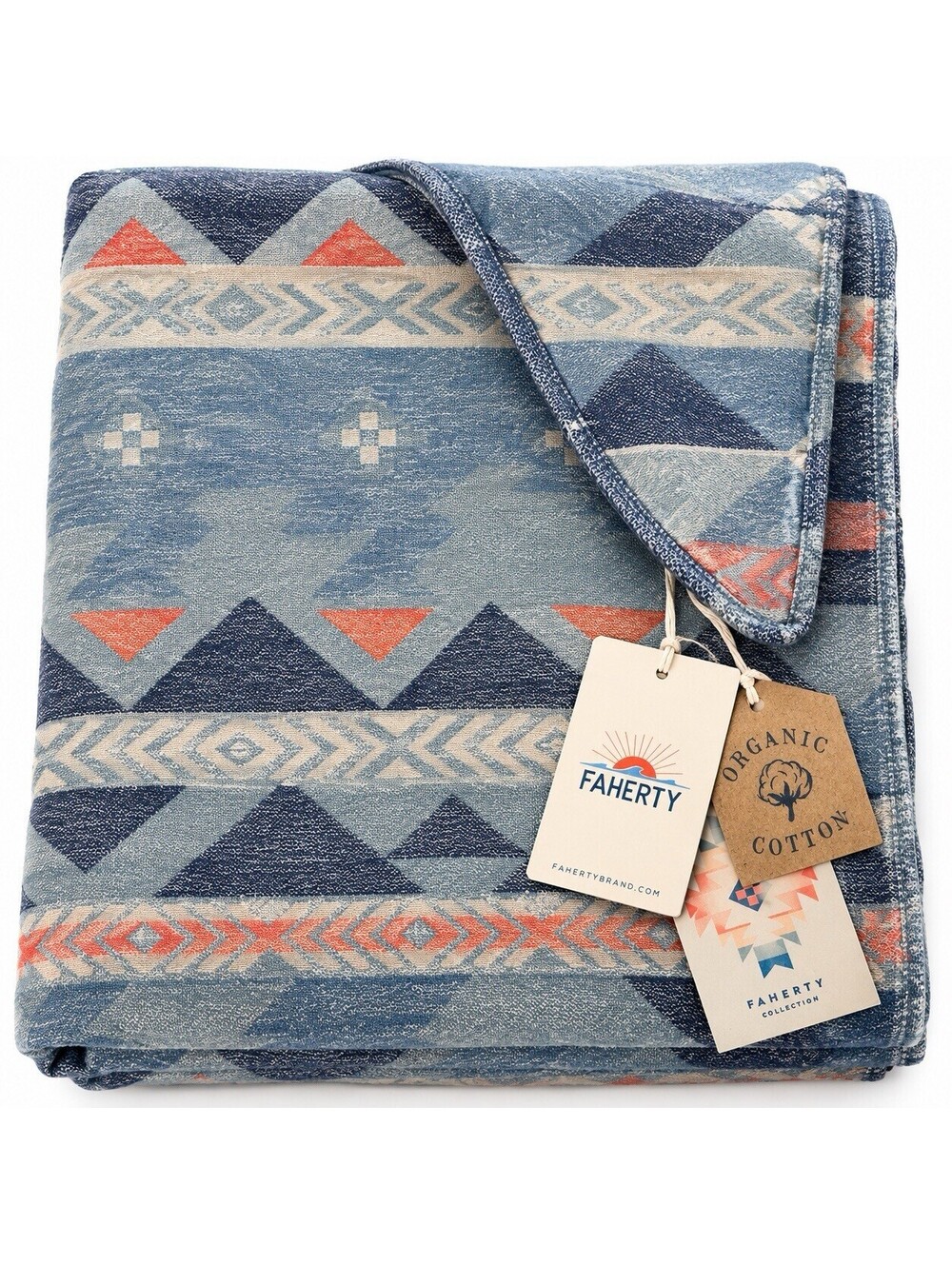 Faherty Doug Good Feather Adirondack Blanket NWT Organic Cotton 52x72 Native